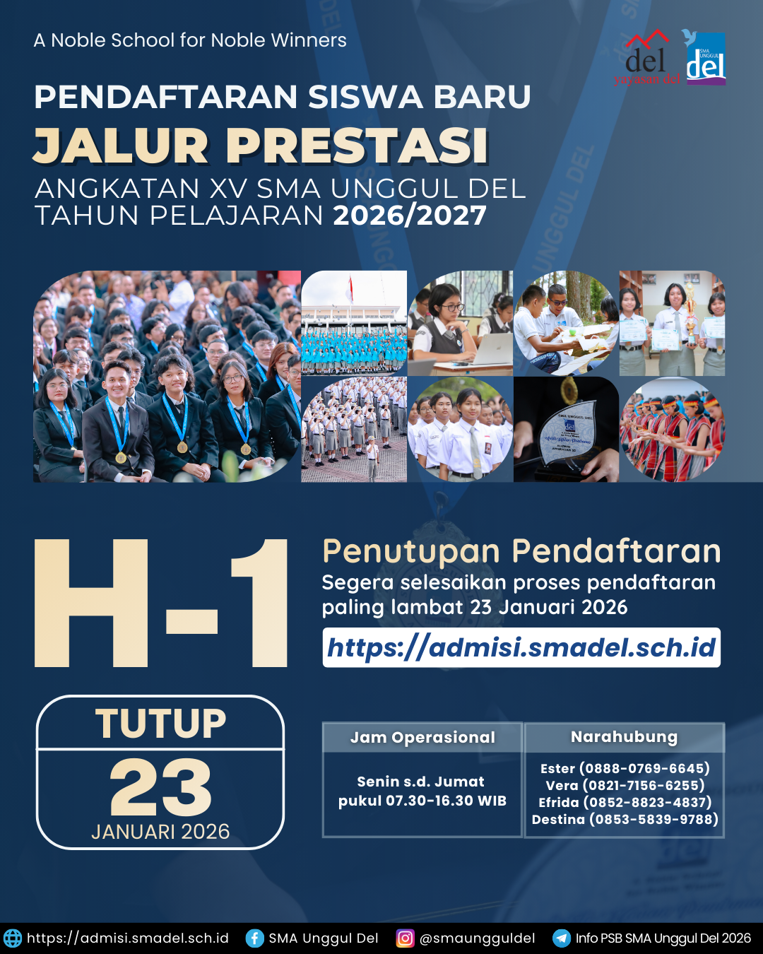 H-1 PENUTUPAN PENDAFTARAN JALUR PRESTASI PSB SUD 2026